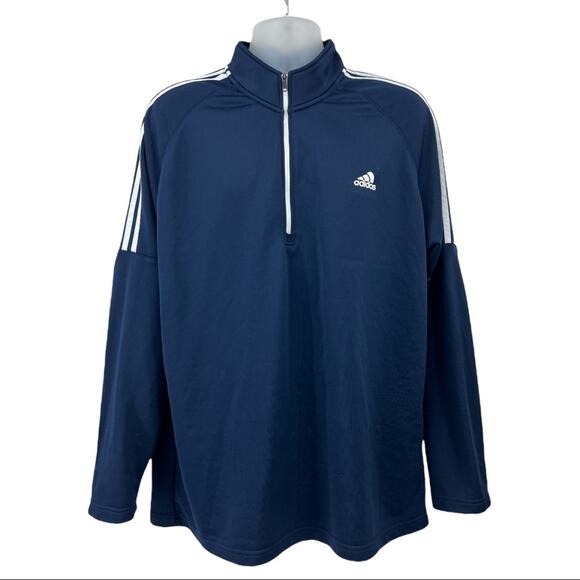 Adidas XL Golf Blue Long Sleeve 1/2 Zip Mock Neck Pullover Sweater - Picture 1 of 5